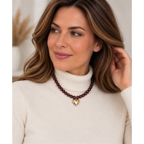 Sweet7 Ketting kort hartje 101241011 wijnrood Sweet7 Ketting kort hartje 101241011 wijnrood